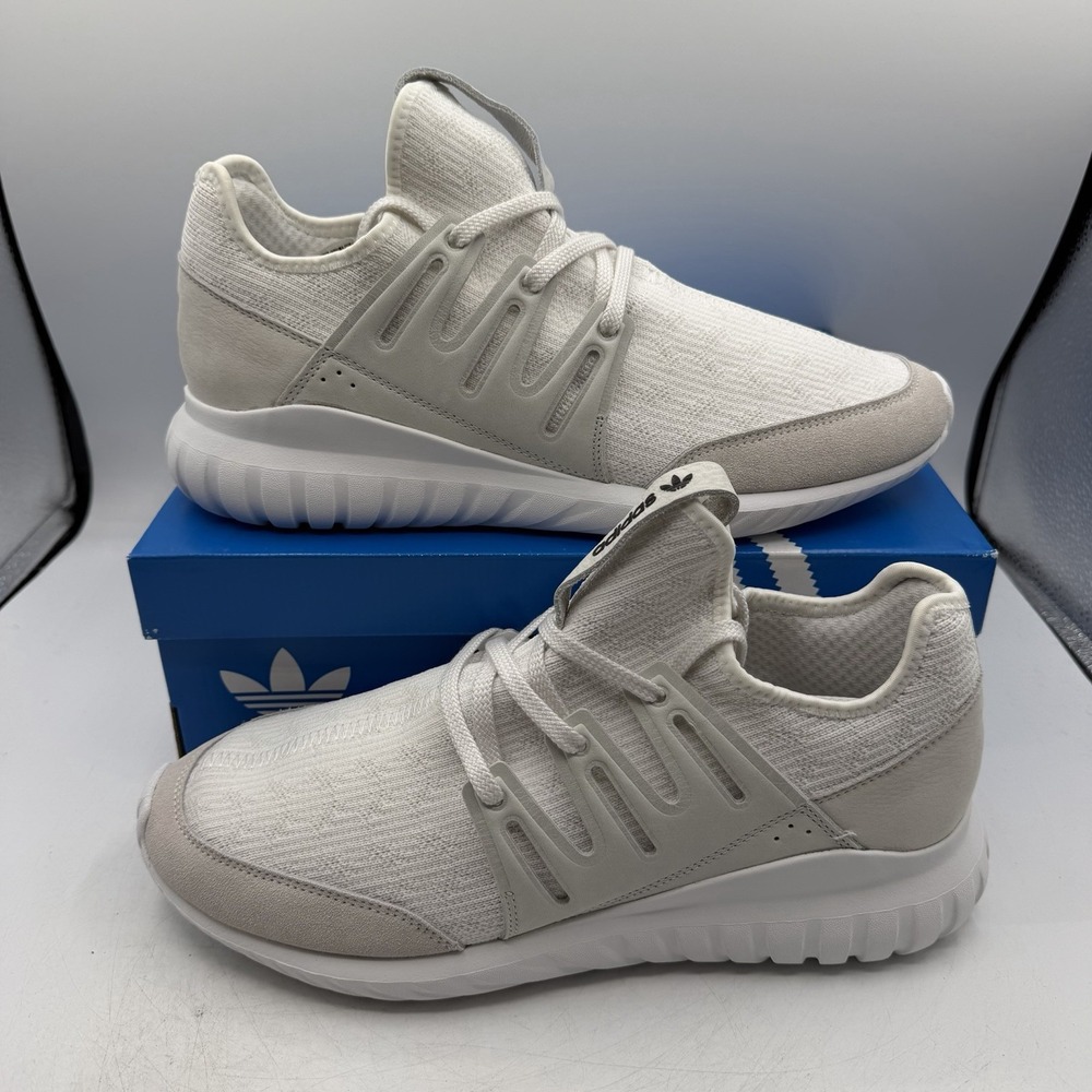 Adidas Tubular Radial Prime Knit Shoes Mens Sz 10 White/White Sneakers S76714
